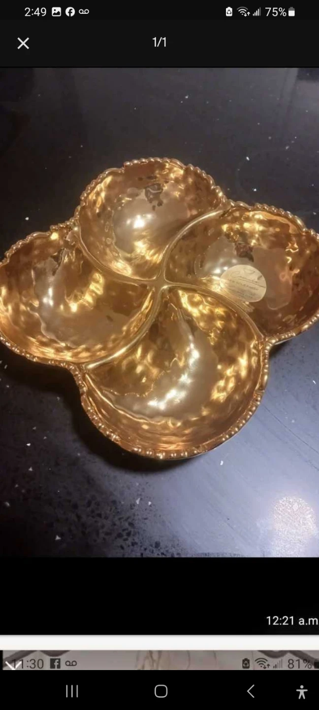 Gold Coloured 4-Section Divided Serving Dish