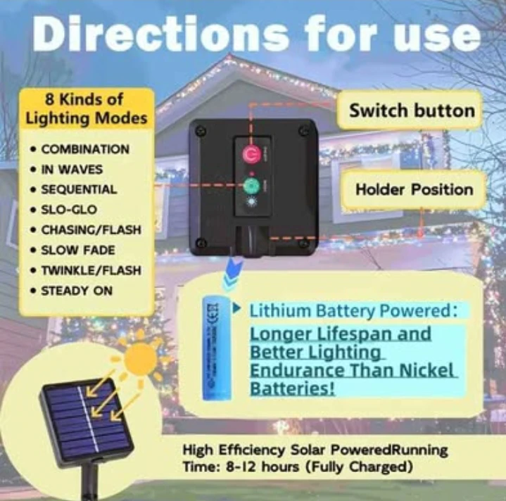 (BRAND NEW) 32m Solar Powered LED String Lights - Multicolour - photo 3