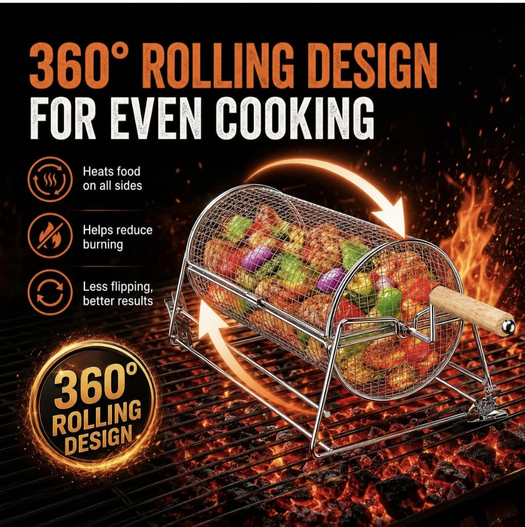 2-in-1 Grill Basket with Crank and Straight Handles - photo 5