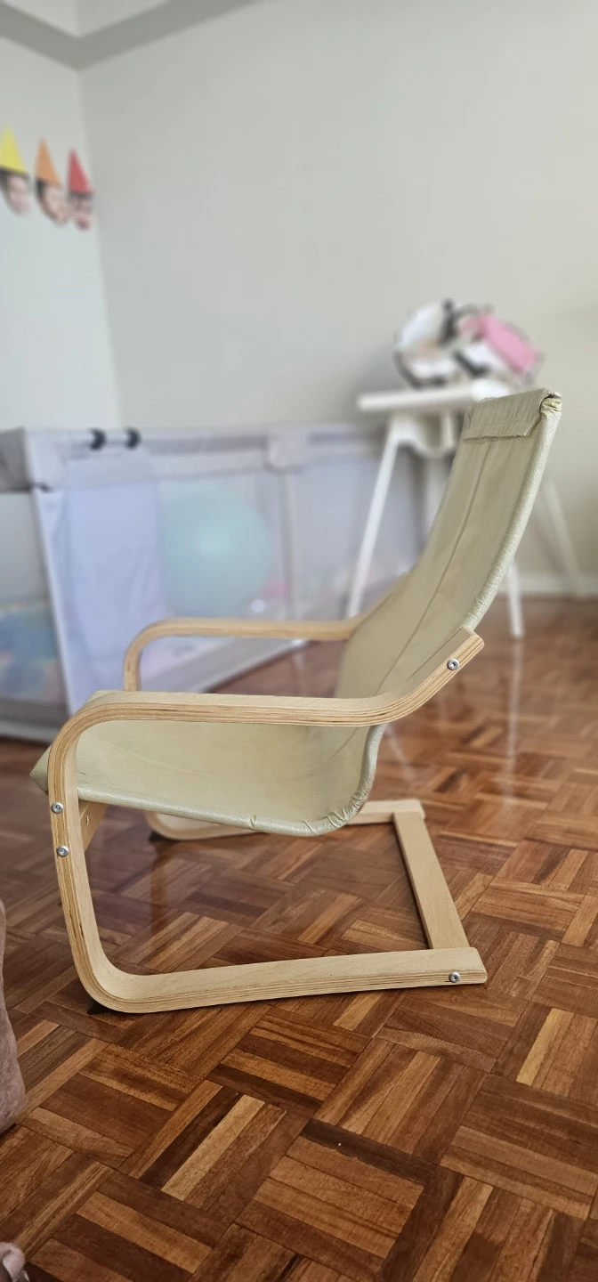 Light Wood and Cream Upholstered Rocking Chair - photo 2