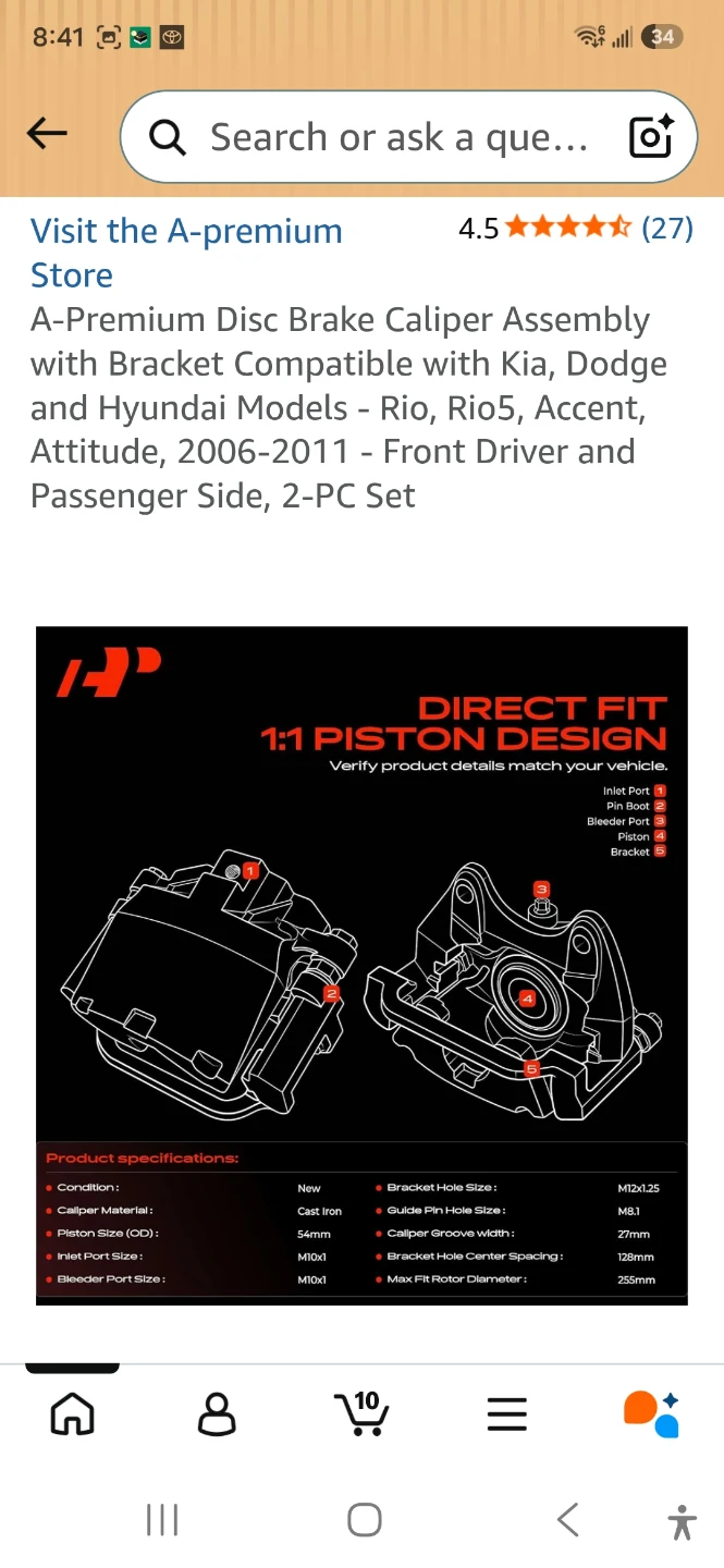 Disc Brake Caliper Assembly with Bracket - photo 5