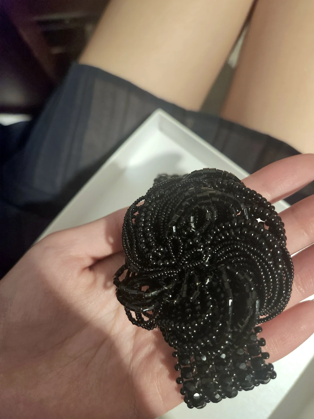 Black Beaded Choker with Rose Design - photo 5