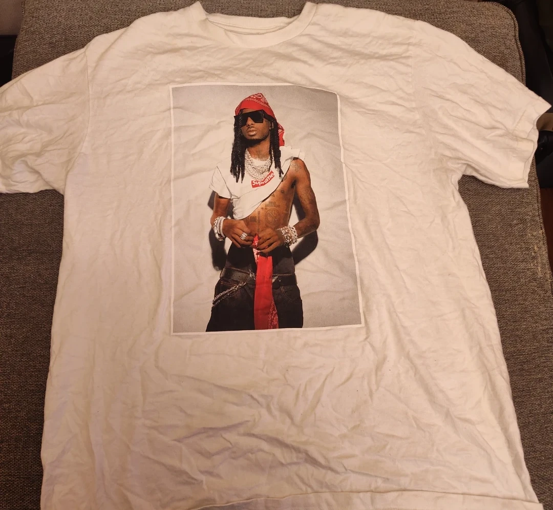White Supreme T-Shirt with Graphic Print