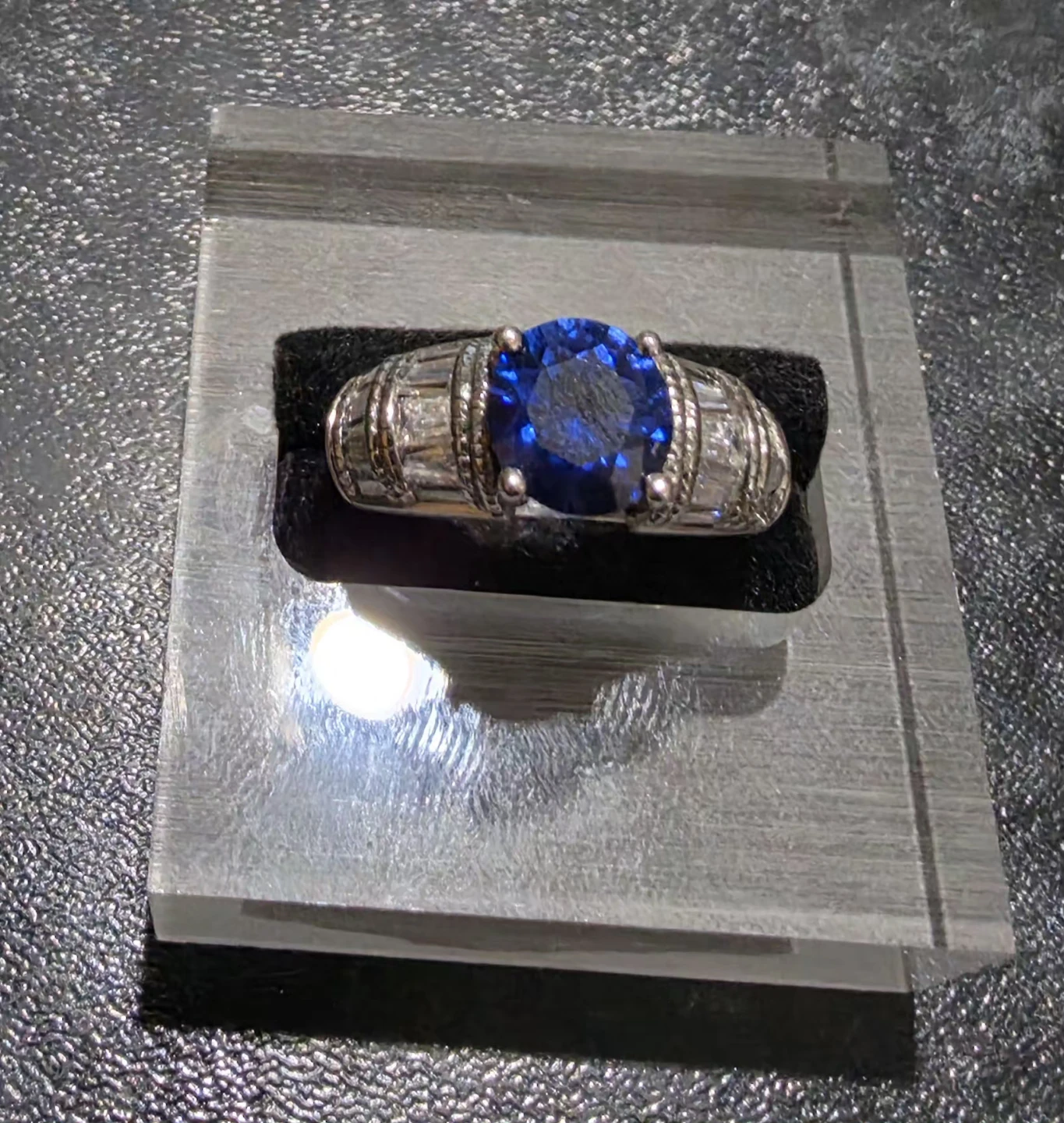 Silver Blue Gemstone Ring