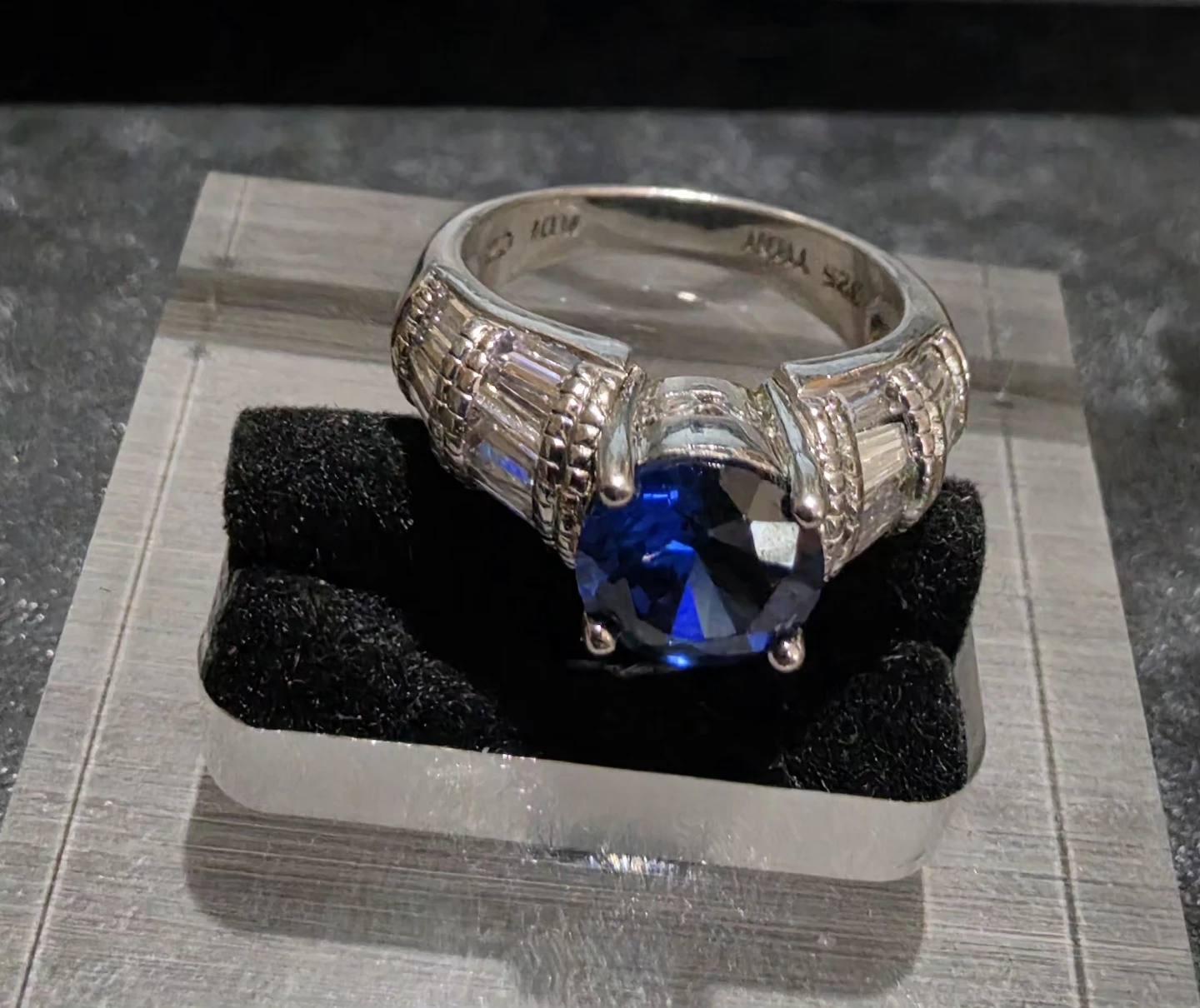 Silver Blue Gemstone Ring - photo 2