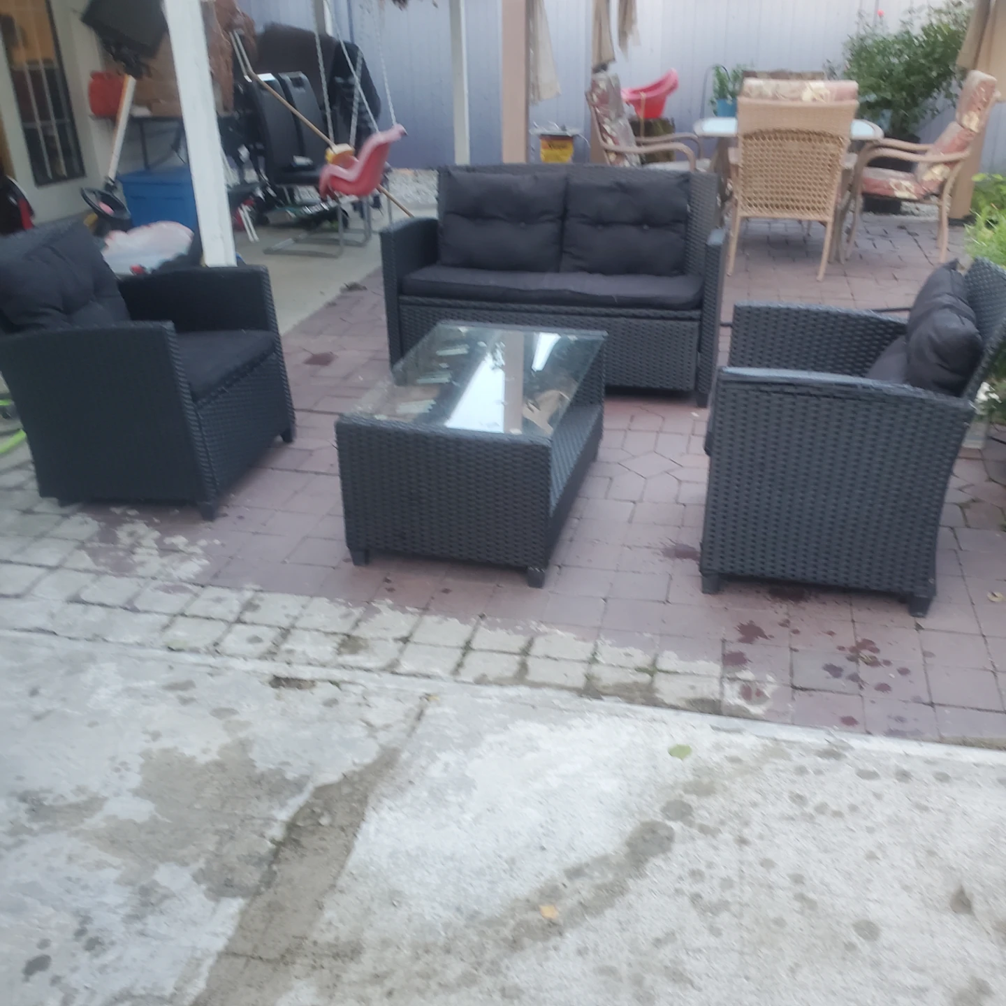 Black Wicker Patio Furniture Set with Coffee Table - photo 3