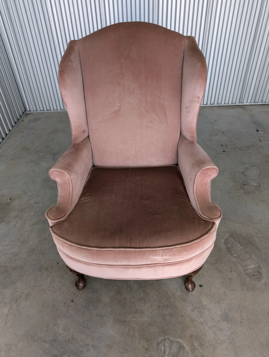 Pink Velvet Wingback Chair