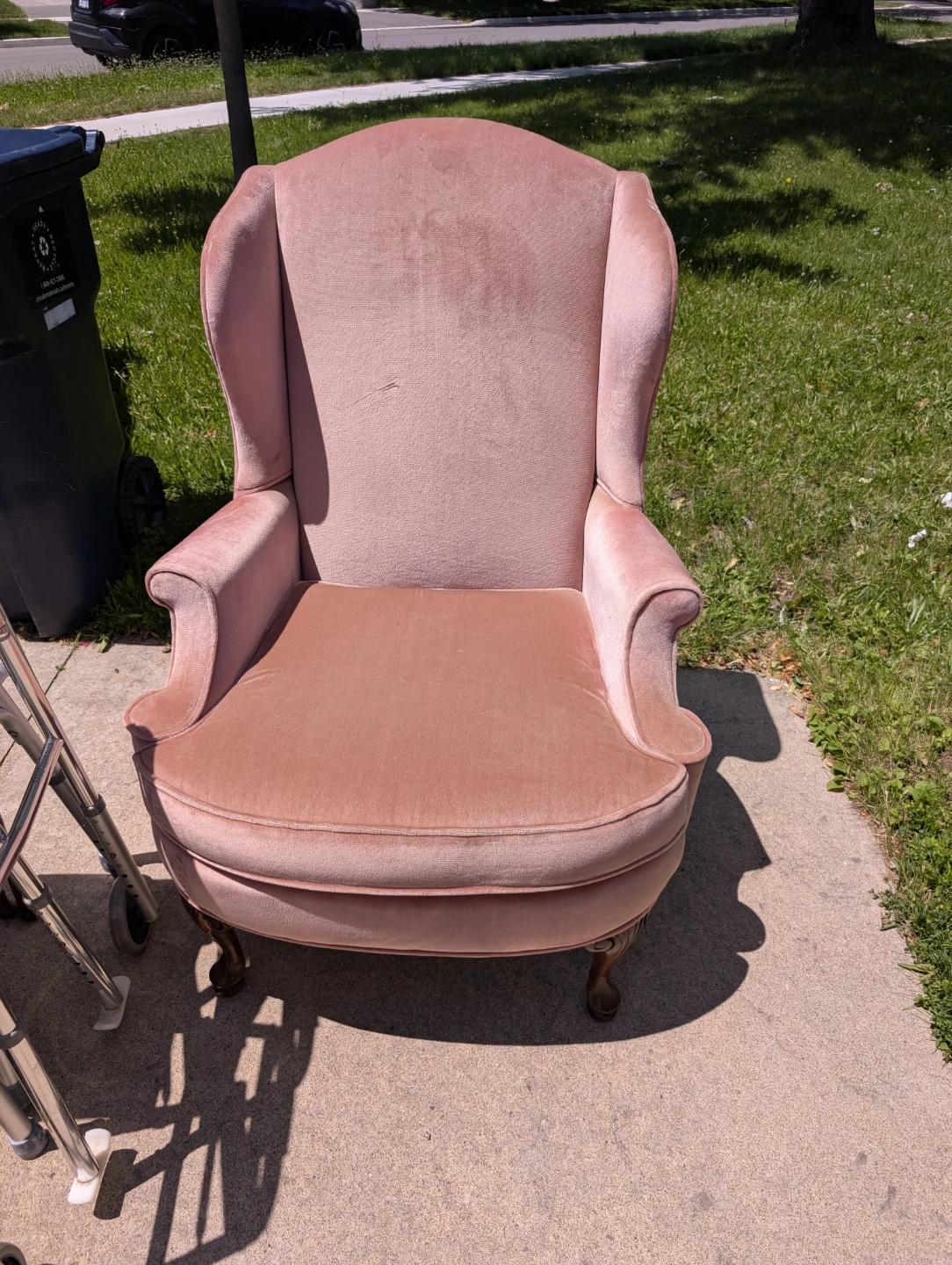 Pink Velvet Wingback Chair - photo 2