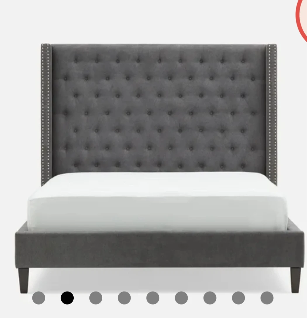 Dark Grey Tufted Wingback Bed Frame