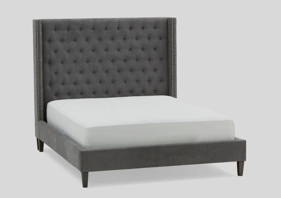 Dark Grey Tufted Wingback Bed Frame - photo 2