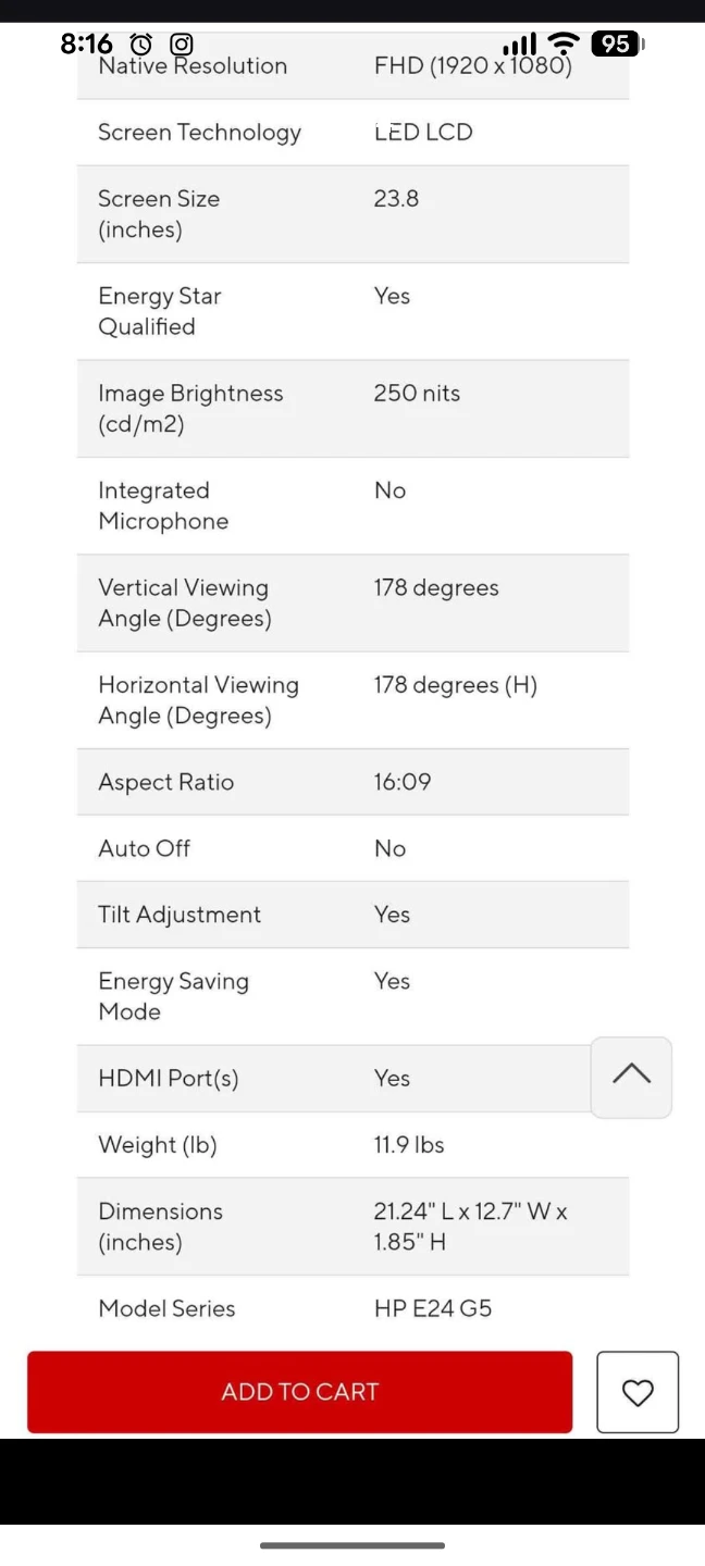 HP 23.8" Monitor - Details in Description - photo 5