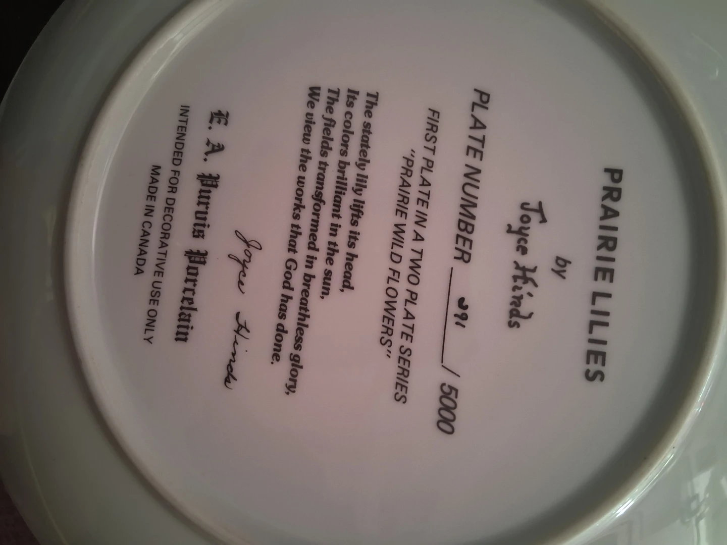 E. A. Purnell Porcelain Decorative Plate - photo 2