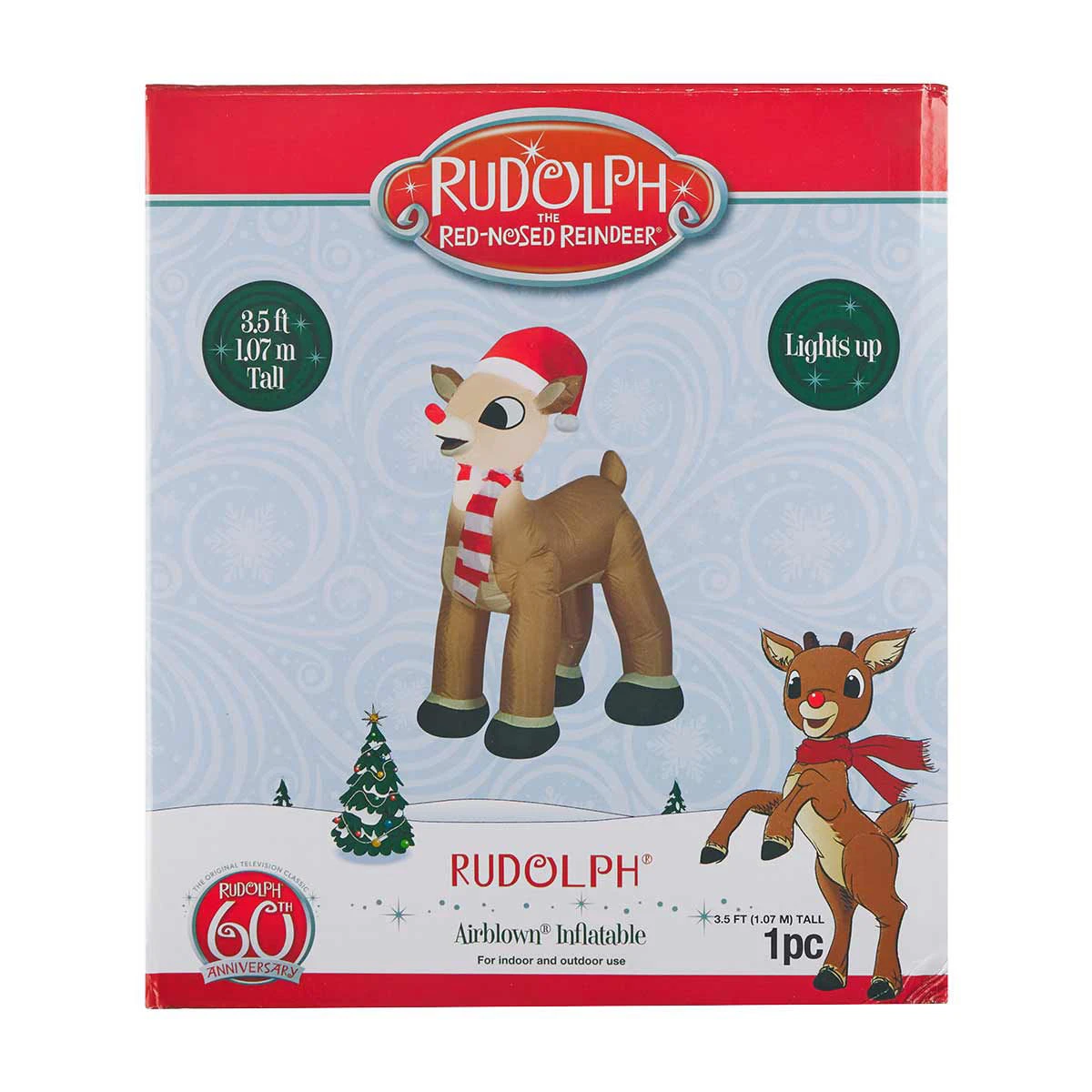 Gemmy Inflatable Rudolf with Twinkling Nose Christmas Decoration