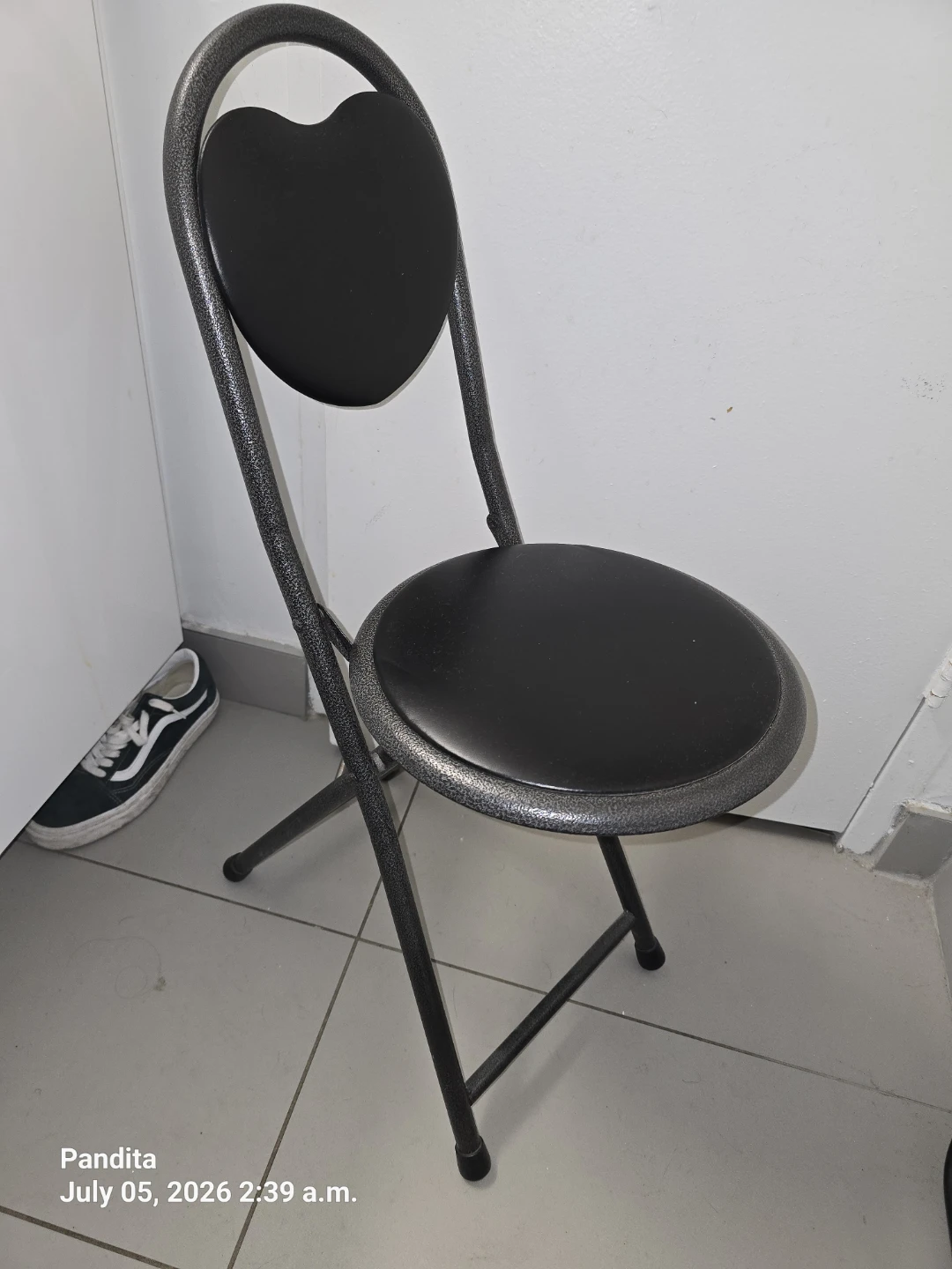 Black Folding Chair with Heart Back