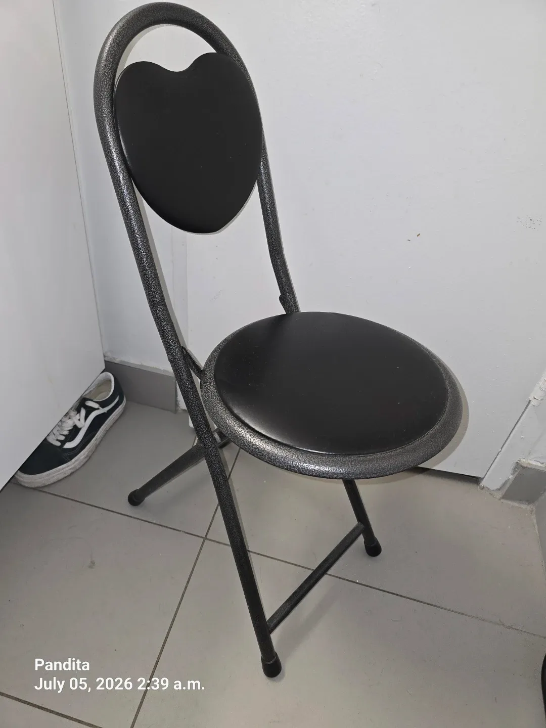 Black Folding Chair with Heart Back