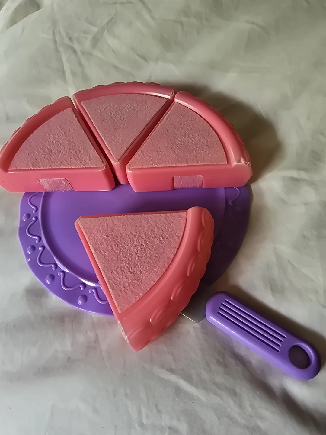 Toy Cake Slices with Plate and Knife