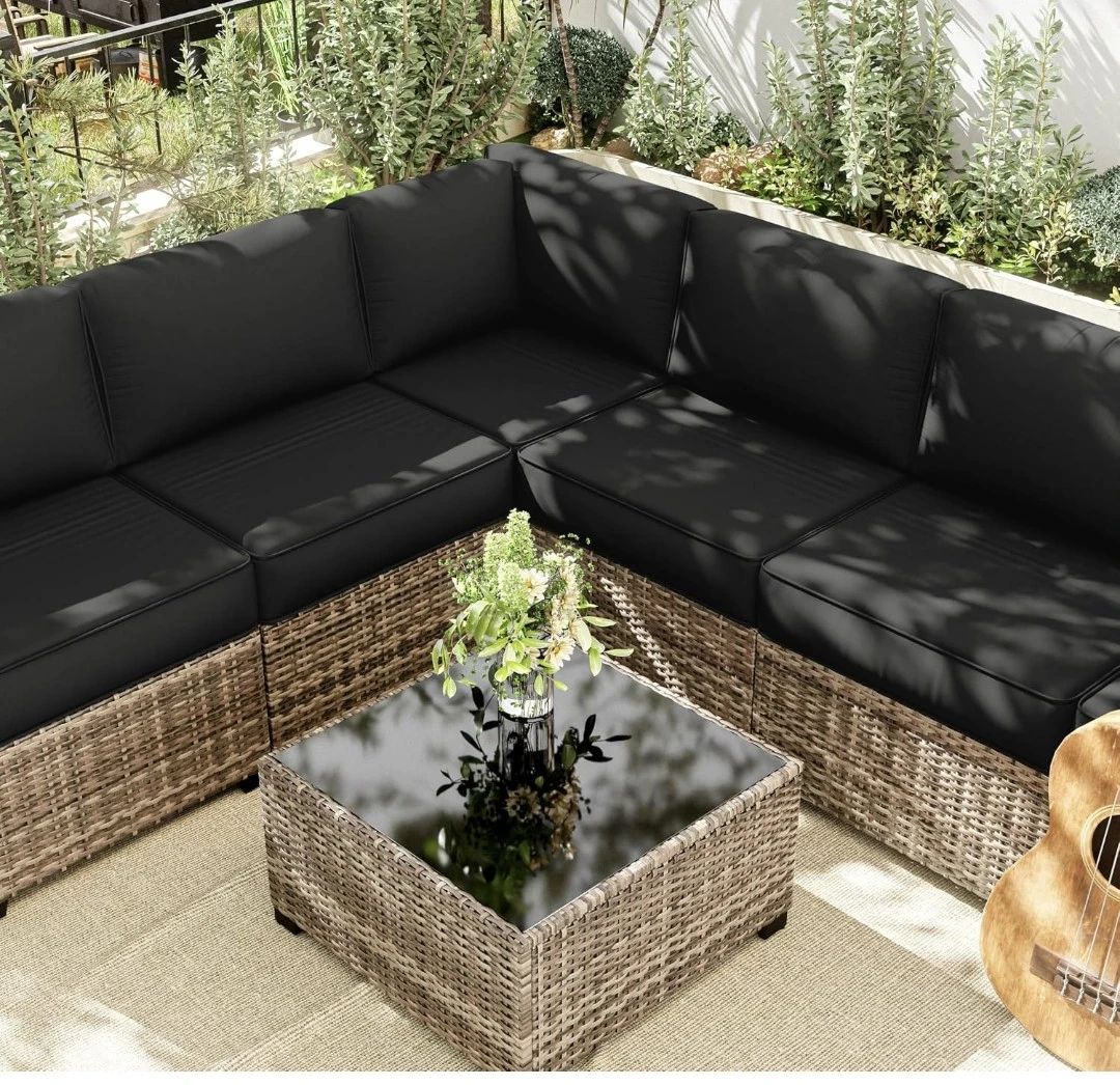 Black Outdoor Furniture Cushion Covers Set - photo 2