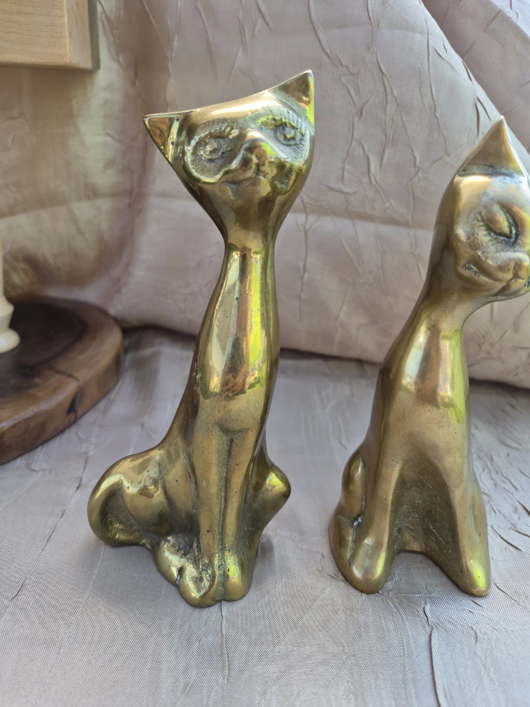Beautiful Vintage Solid Brass Pair of Siamese Cats - photo 4