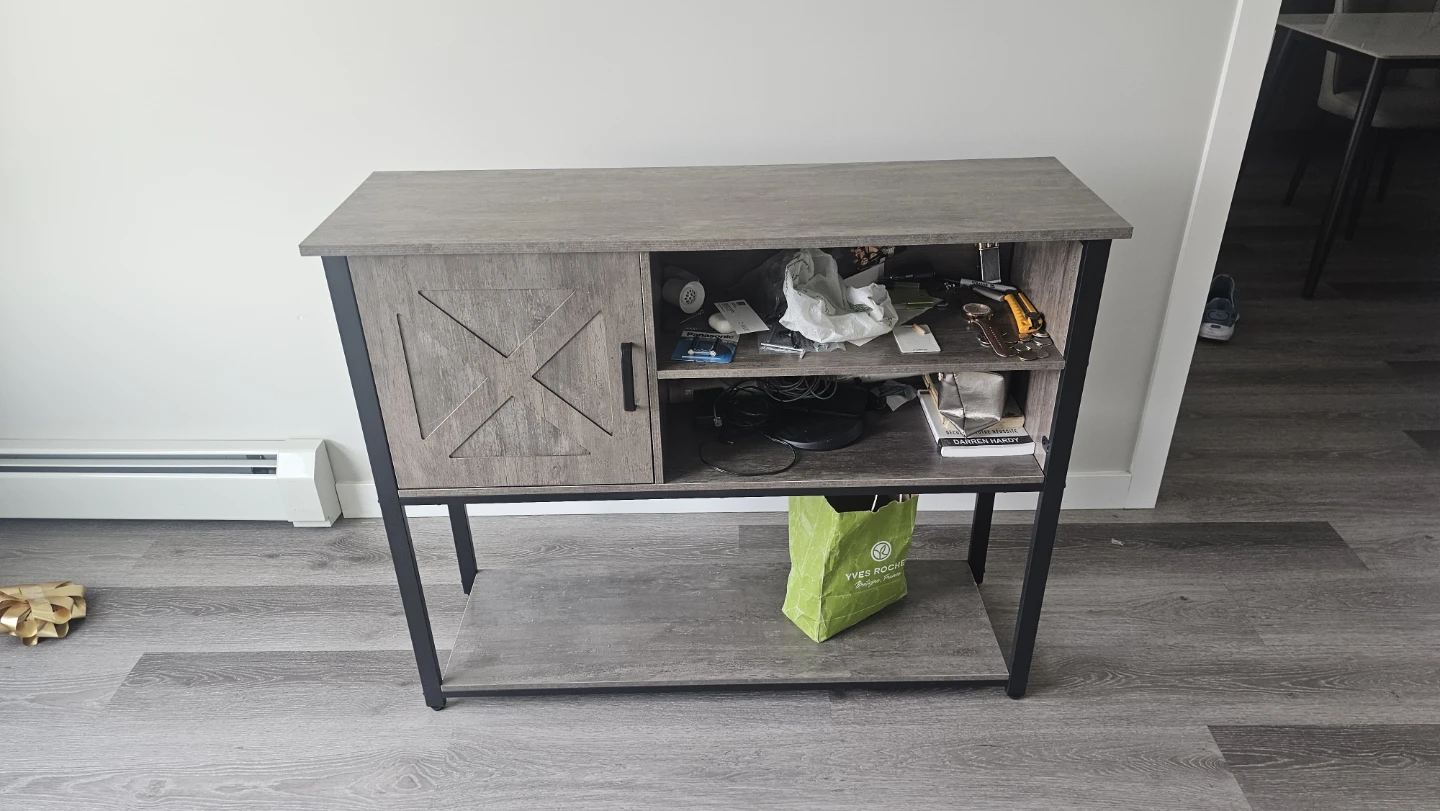 Rustic Wood Console Table with Cabinet