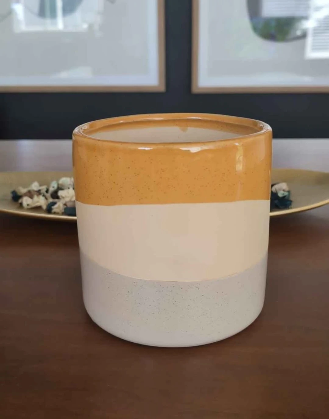 Tri-Colour Ceramic Pot M