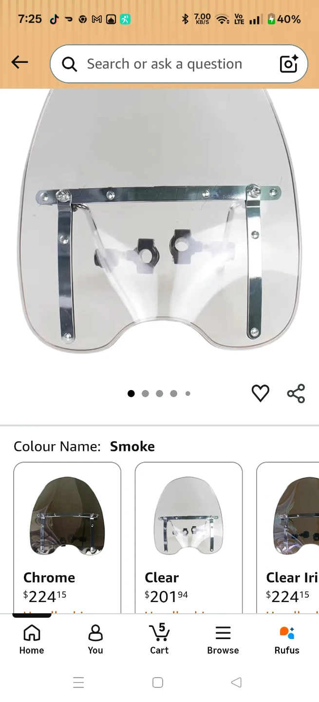 Motorcycle Windshield Fairing Smoke