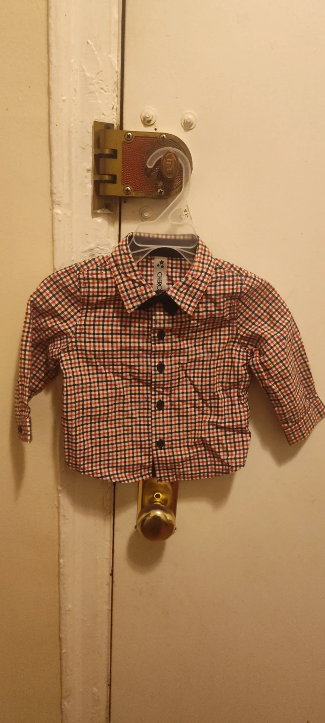 Baby Boys Long Sleeve Plaid Button-Up Shirt Size 6-9months