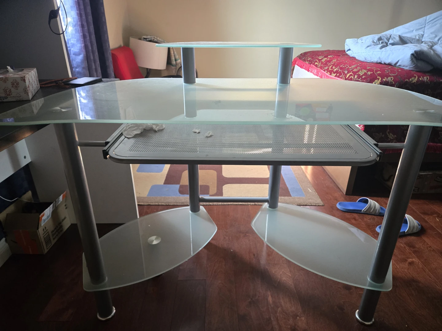 Glass and Metal Computer Desk