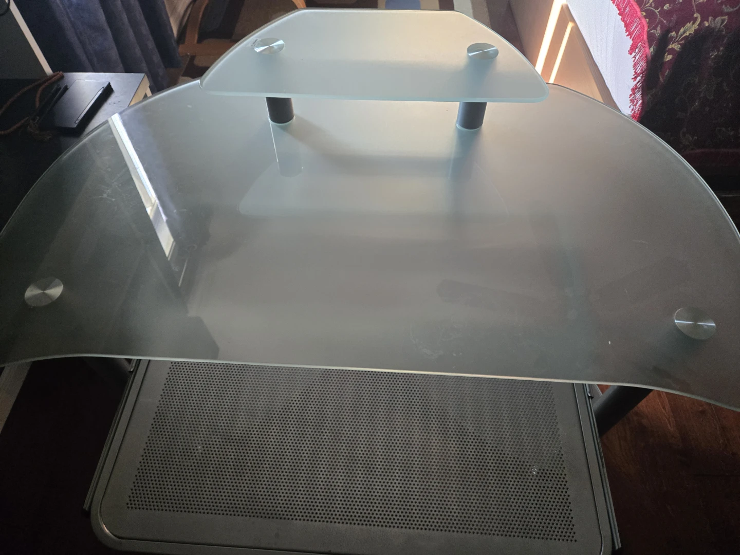 Glass and Metal Computer Desk - photo 2