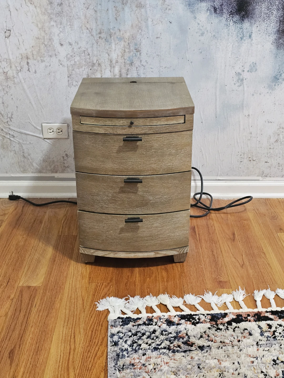 Wooden 3-Drawer Nightstand with Top Storage