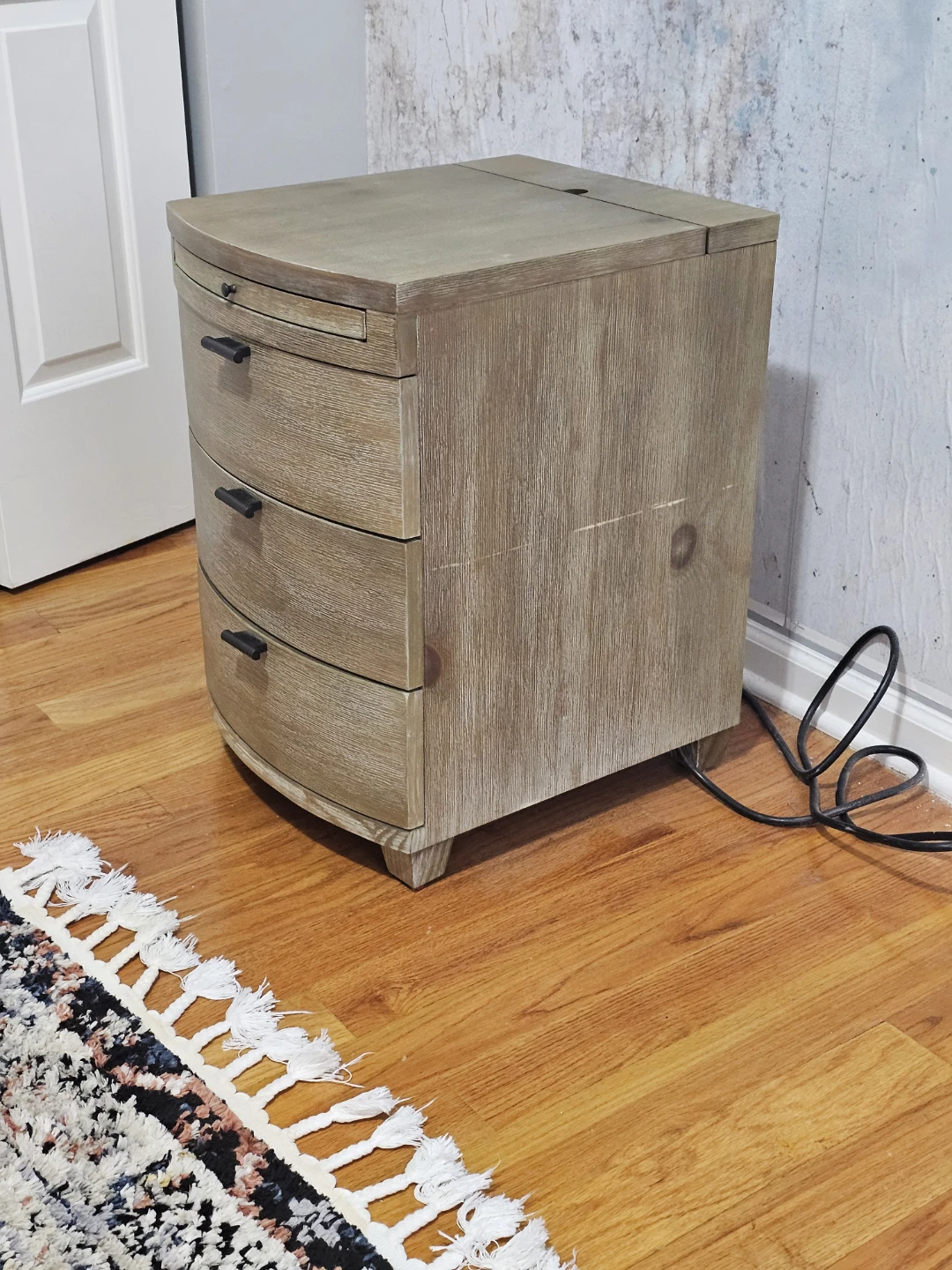 Wooden 3-Drawer Nightstand with Top Storage - photo 2