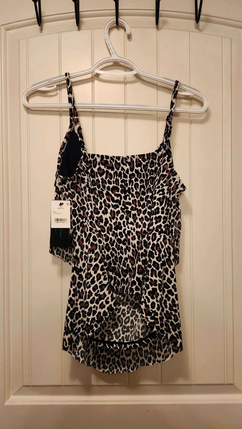 Aqua Green Leopard Print Tank Top - Medium - photo 2