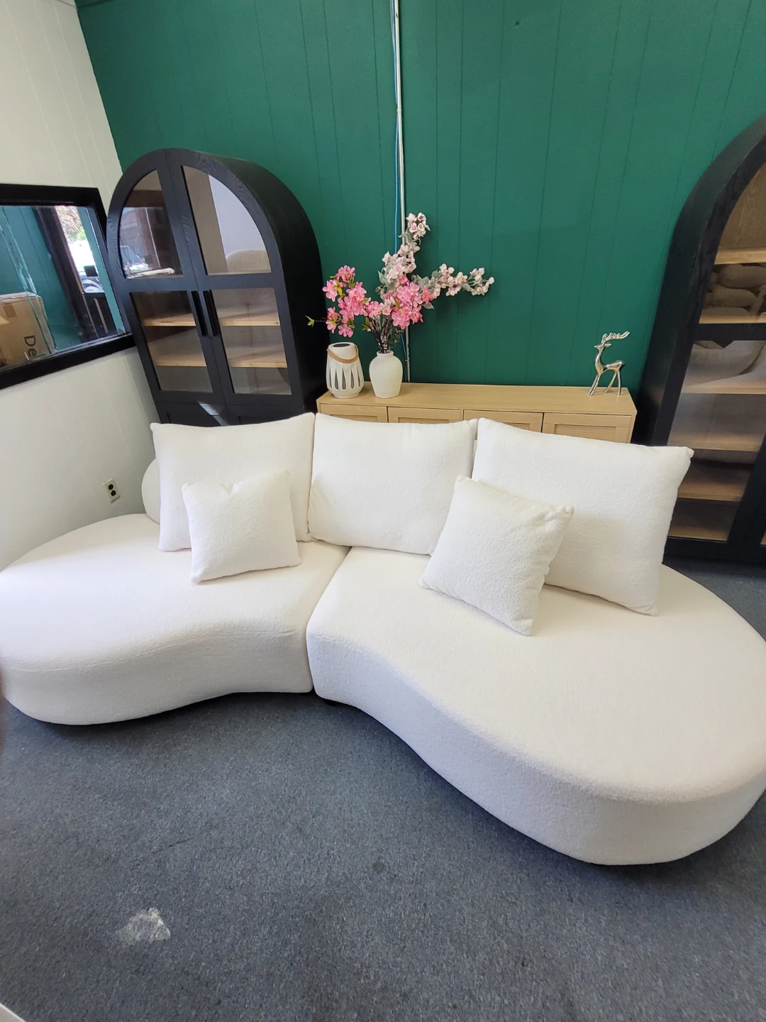 Curved Boucle Sofa warehouse sale