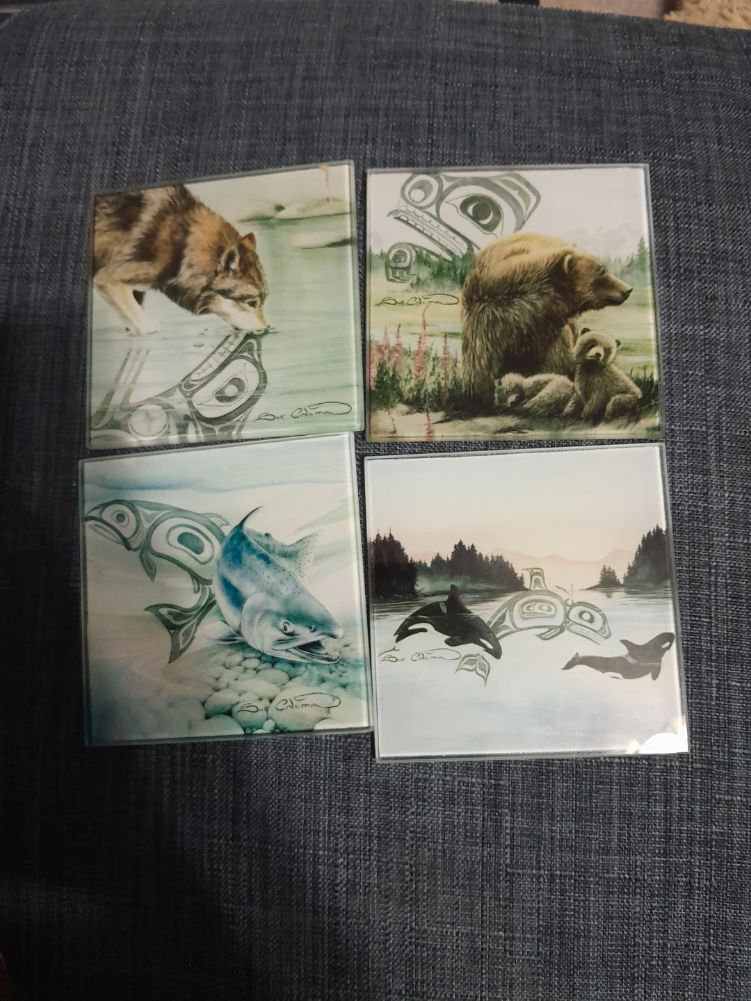 Set of 4 Glass Coasters with Indigenous Art - photo 2