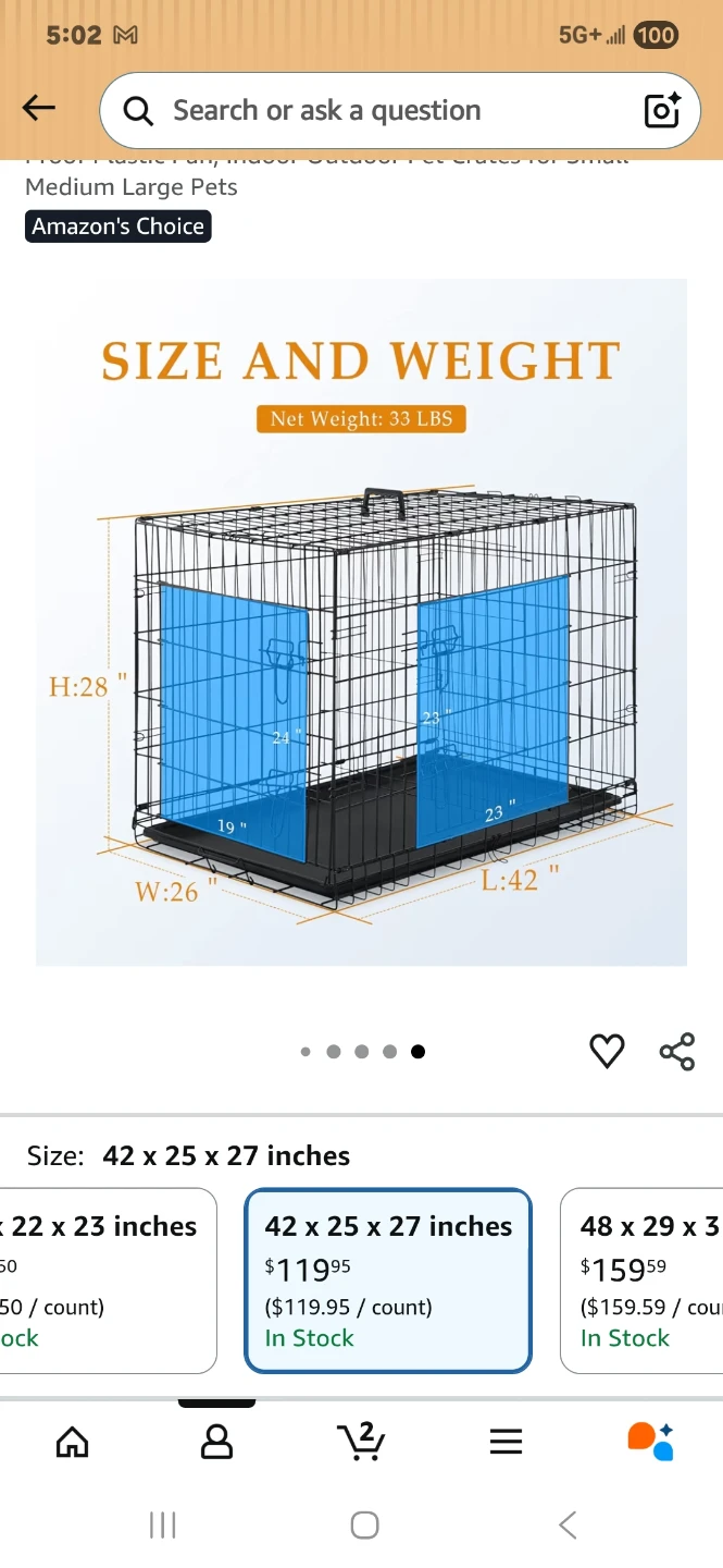 42" x 25" x 27" Pet Crate with Cover