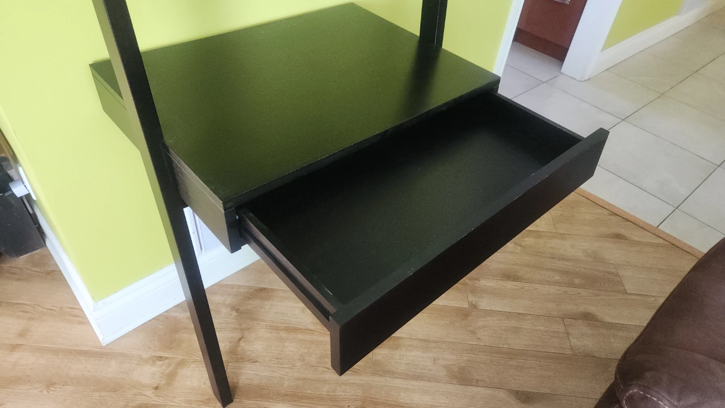 Black Ladder Shelf with Drawer - photo 3
