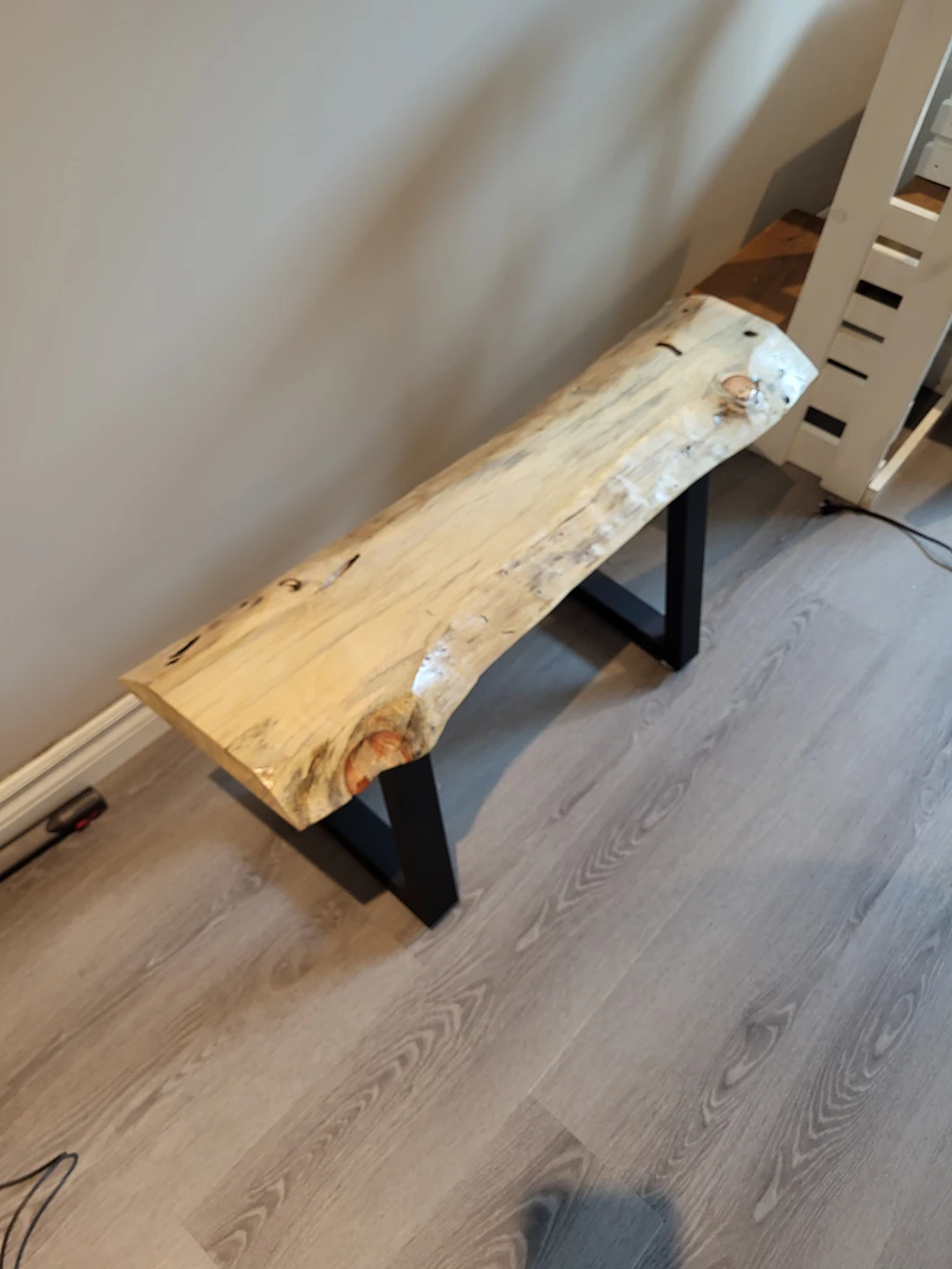 Live Edge Wood Bench with Black Metal Legs