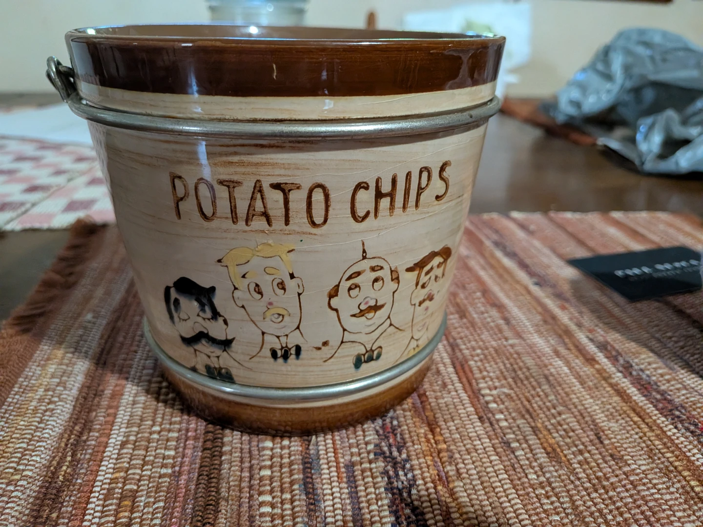 Vintage Potato Chips Ceramic Container