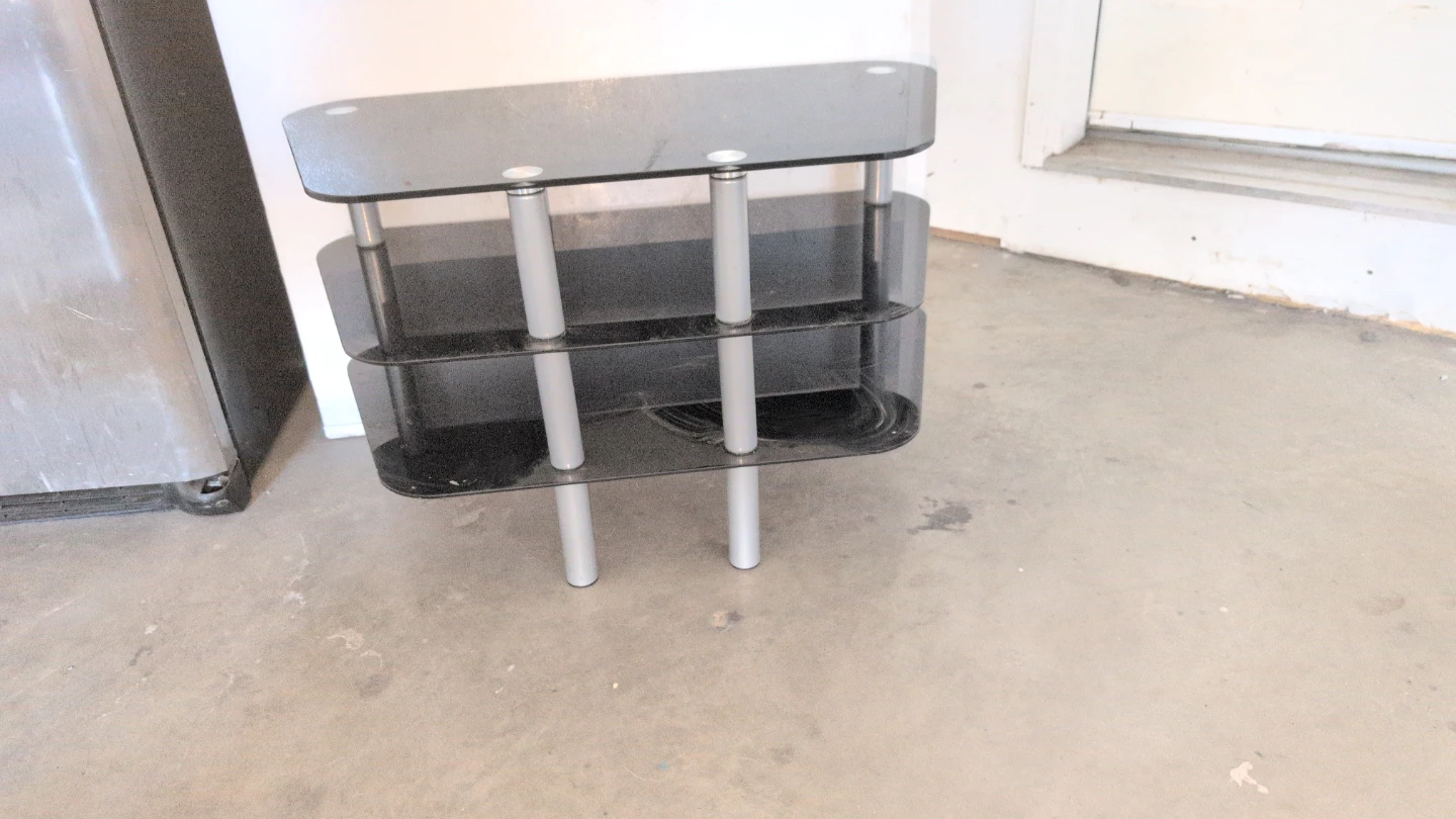 3-Tier Black Glass Media Stand - photo 4