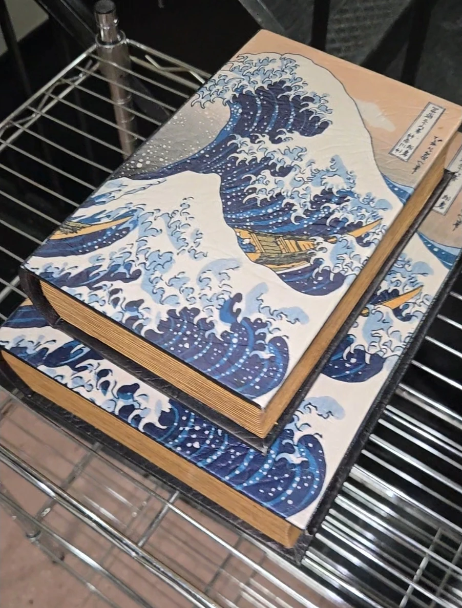 Hokusai Great Wave Fake Book Box Set (Set of 2 Stash Boxes)
