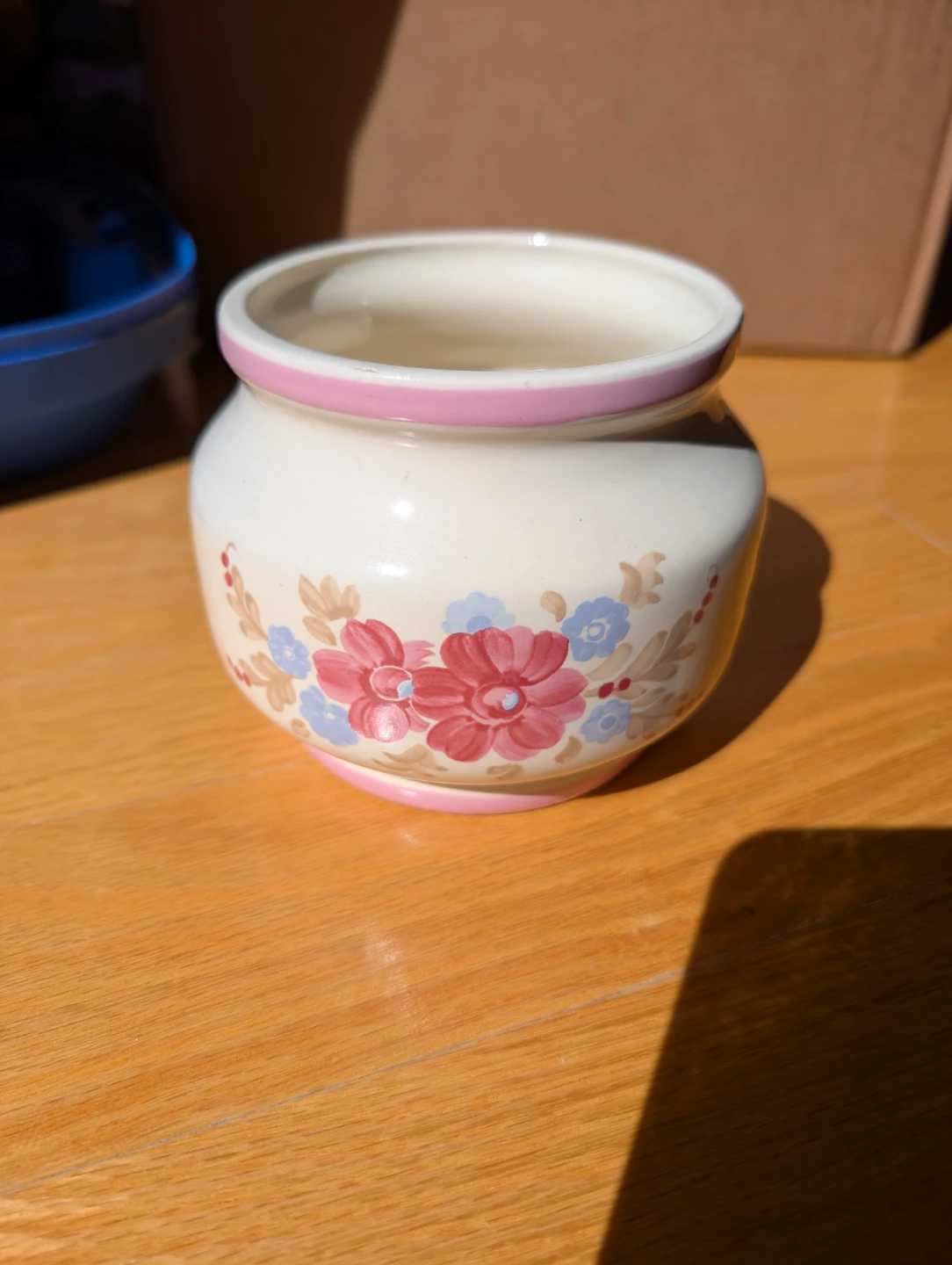 Vintage 80's Floral Ceramic Vase or Pot