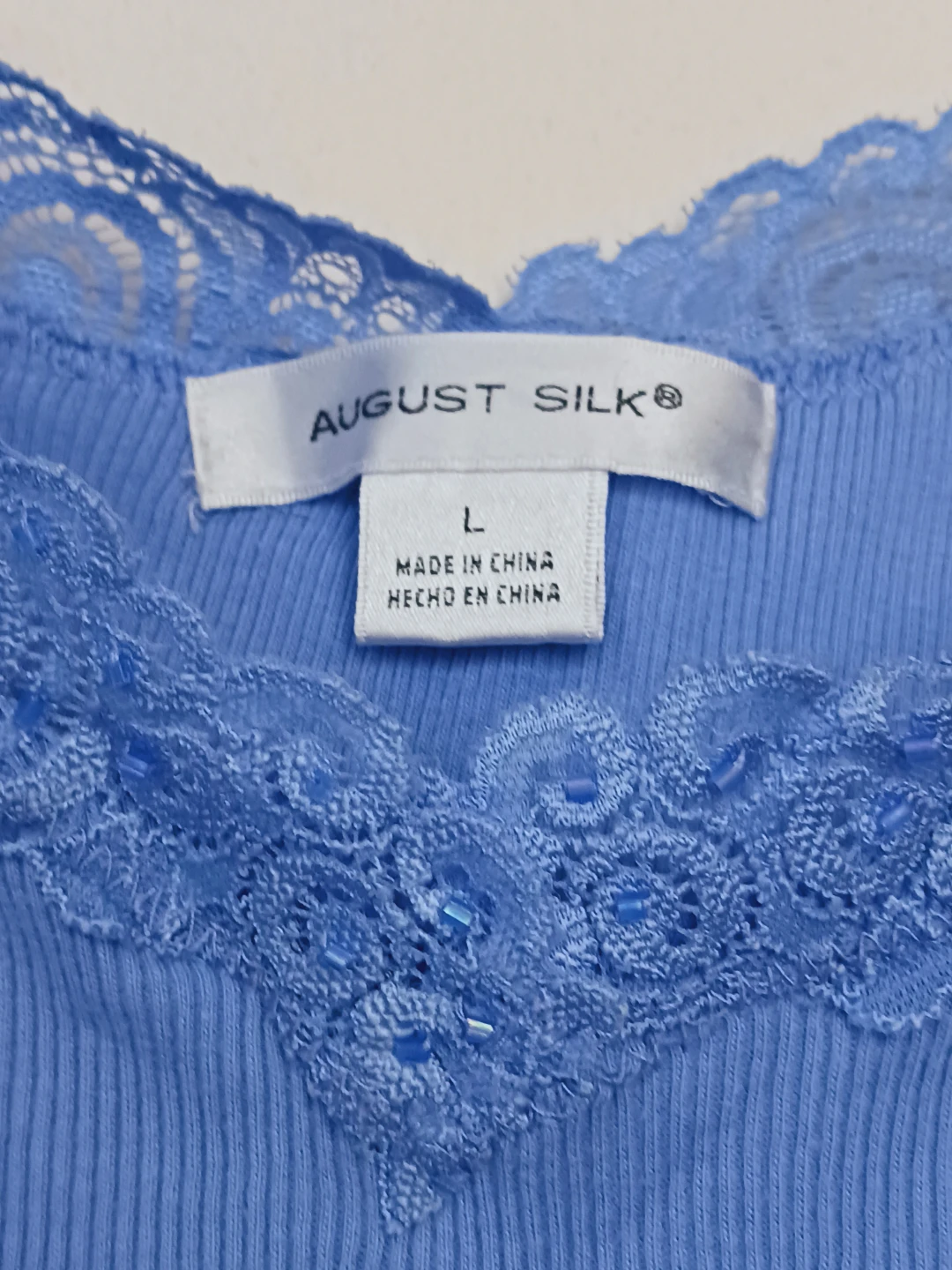 New !! August Silk Lace Trim Tank Top Size L - photo 4