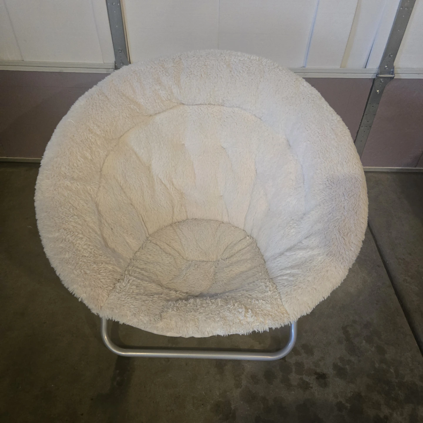 Fluffy Cream Round Accent Chair