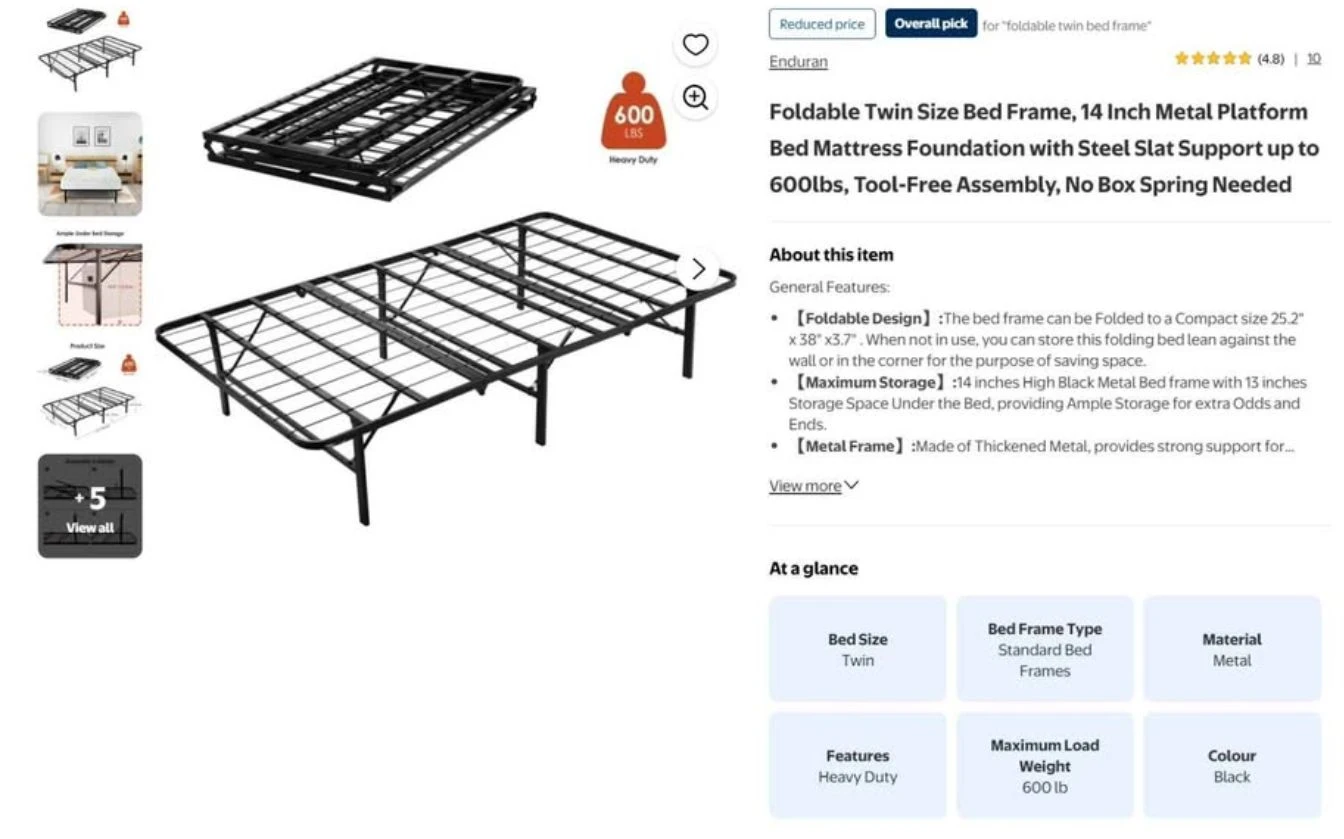 Foldable Twin Size Bed Frame
