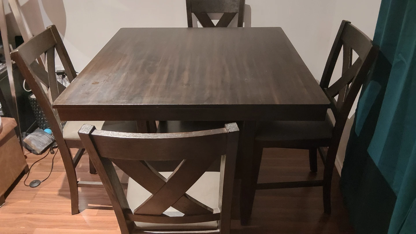 Dark Wood Tall Dining Table and Chairs