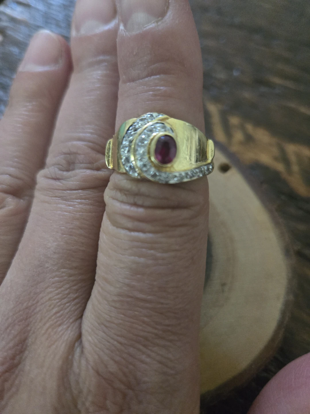 18k Gold Vintage Ruby and Topaz Ring - photo 2