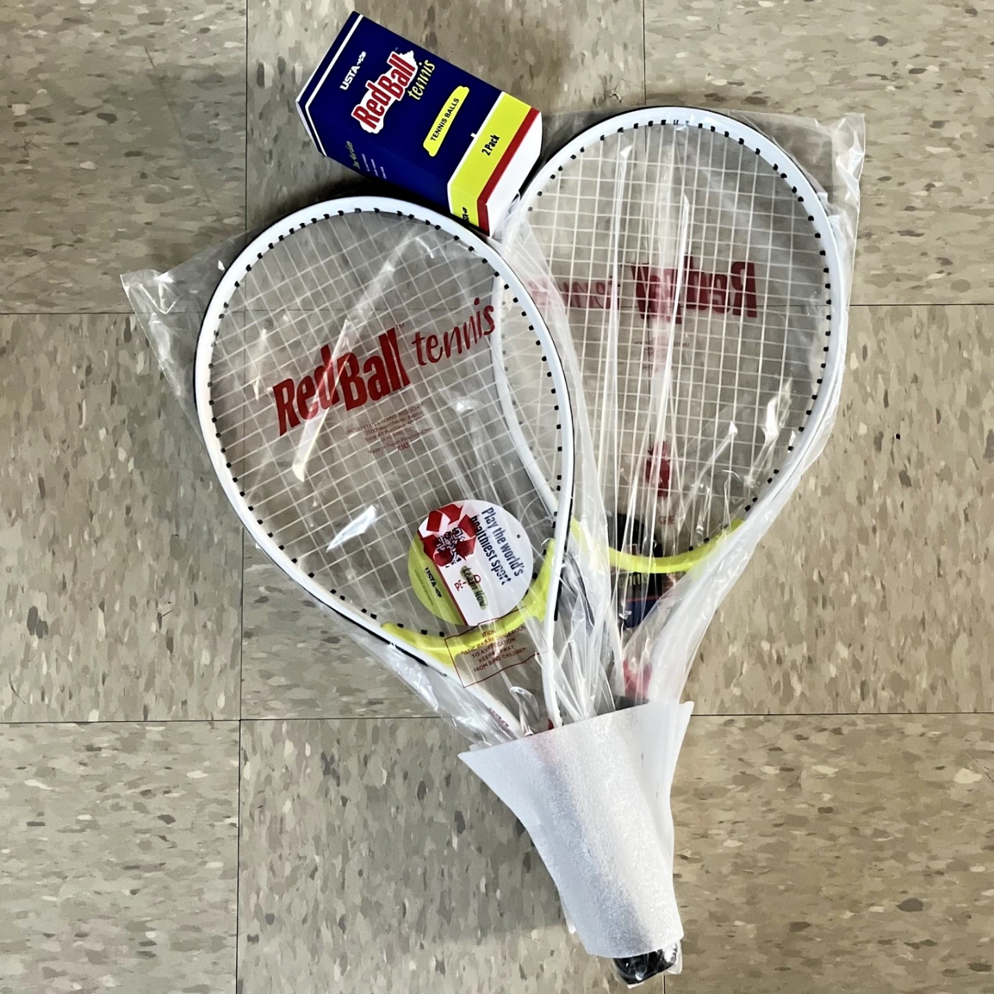 2 USTA Redball Red Ball Tennis Rackets Racquets & 2 Pack Balls