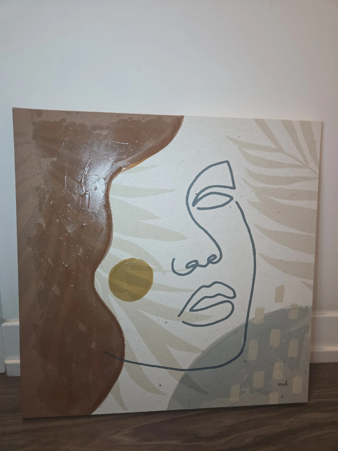 Abstract Face Line Art Canvas Painting - photo 2