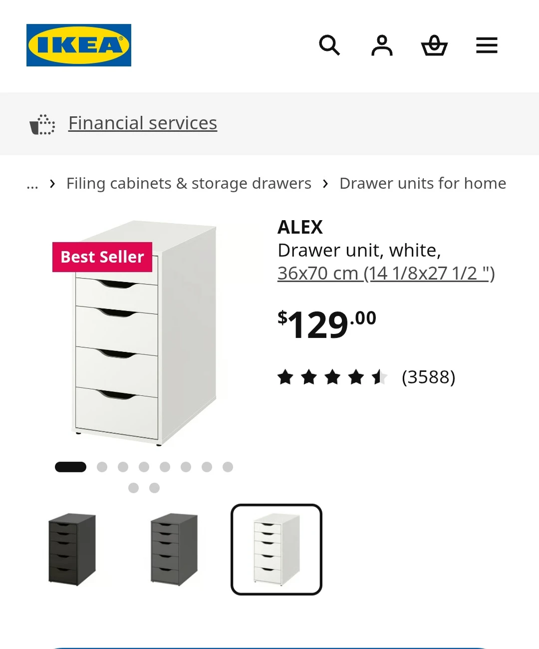 IKEA ALEX Drawer Unit - White - photo 4
