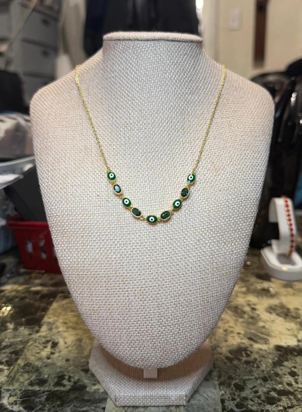Gold Tone Evil Eye Necklace
