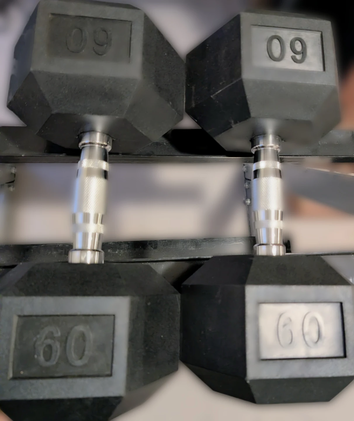 60 Pound hex dumbells (pair)